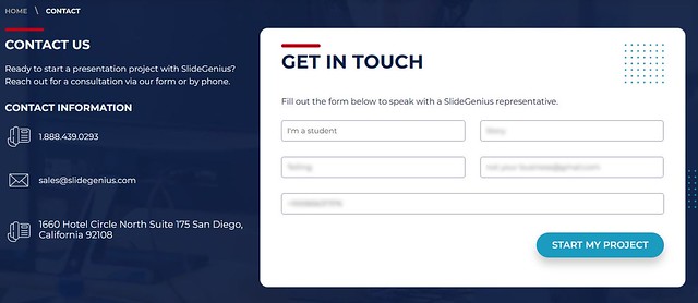 On Slidegenius.com, you need to fill out the contact form to make an order then support agents will contact you.