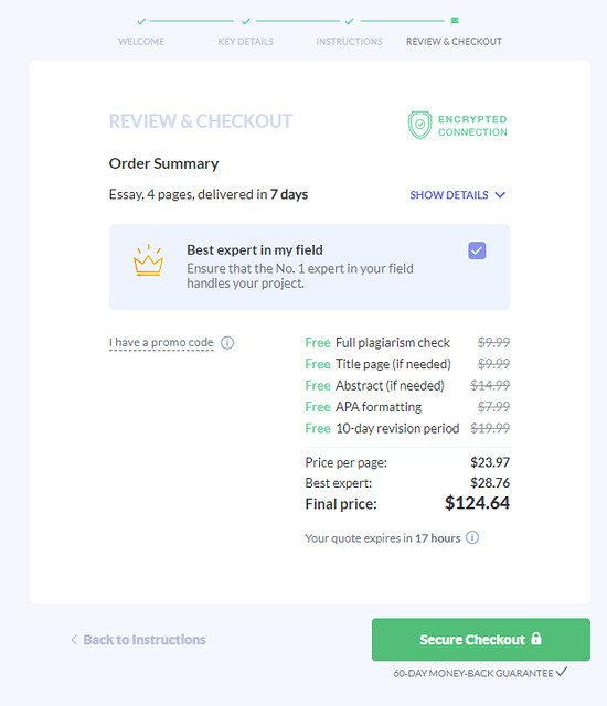 Order summary on Thesisgeek.com