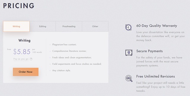 Thesisgeek.com pricing