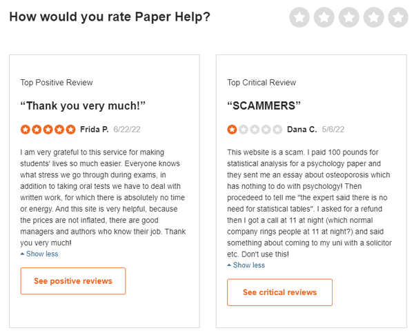 Paperhelp reviews on SiteJabber